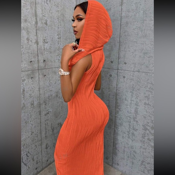 Burnt Orange Hooded Dress - Picture 2 of 10